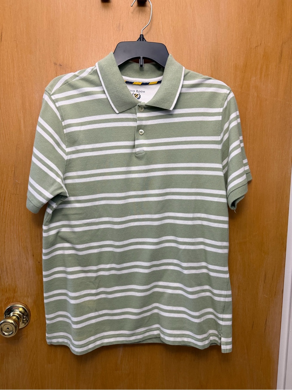 Club Room Sage Green and White Striped Polo